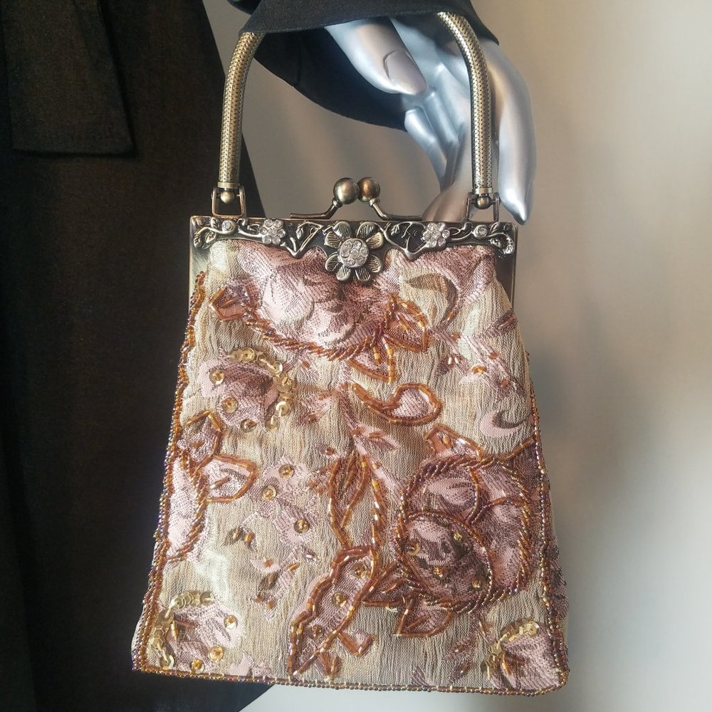 Women's Sequin and Beaded Deco Handbag (6" w x 10"h)